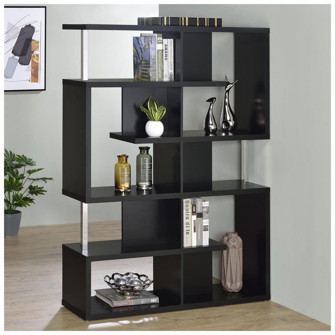 Hoover 5-tier Bookcase Black and Chrome 800309