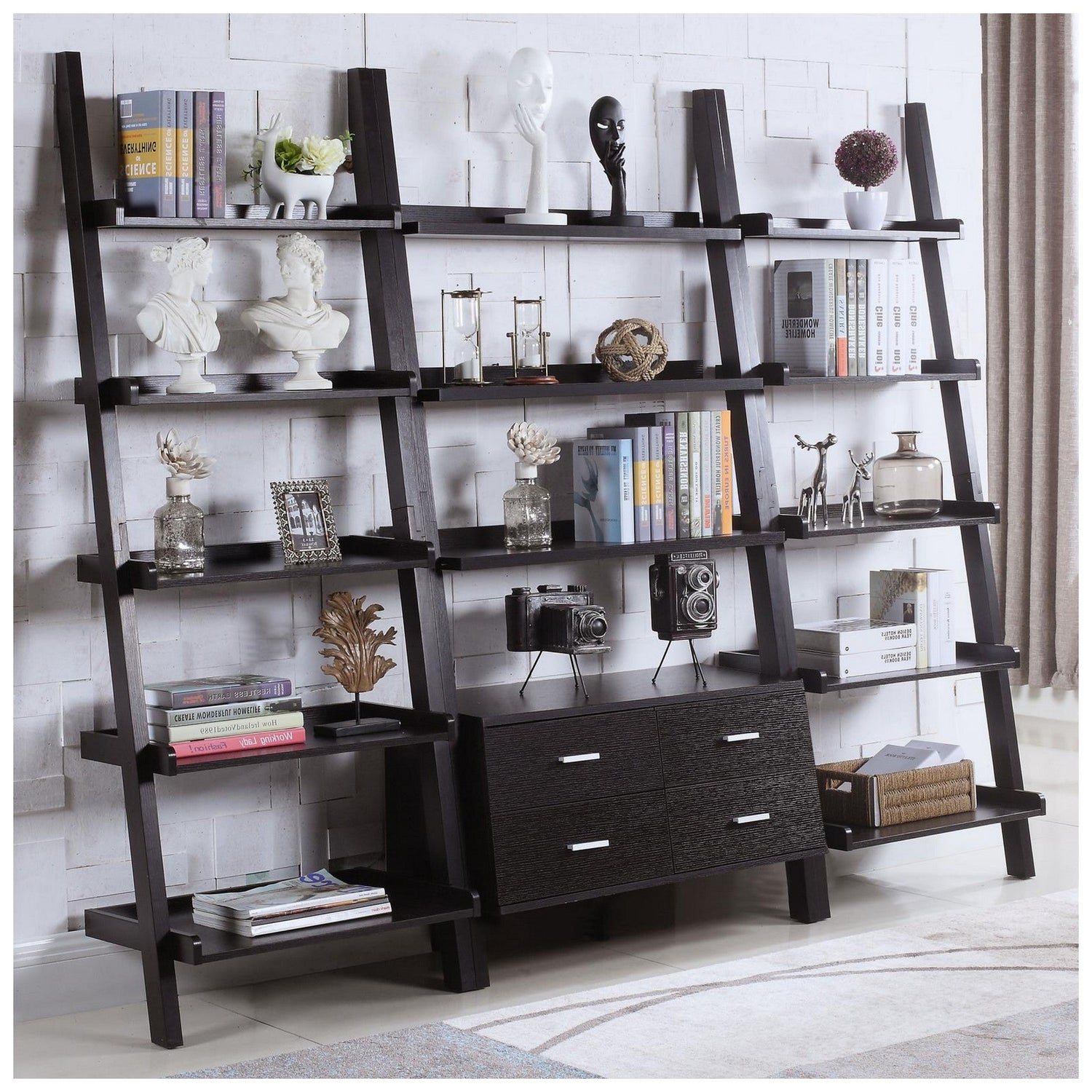 Colella 3-piece Storage Ladder Bookcase Set Cappuccino 800319-S3