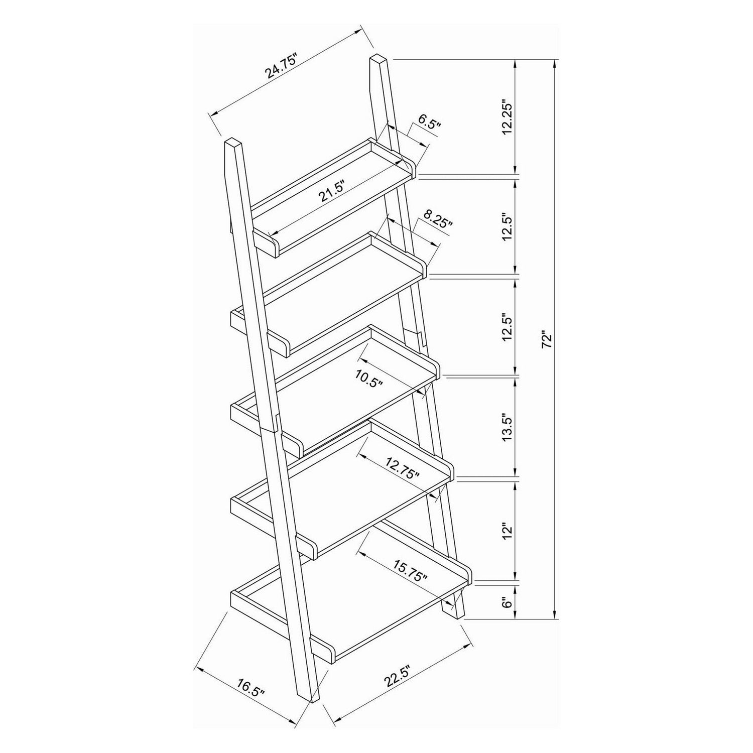 Colella 3-piece Storage Ladder Bookcase Set Cappuccino 800319-S3