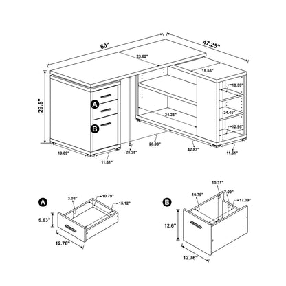 Yvette L-shape Office Desk Cappuccino 800517