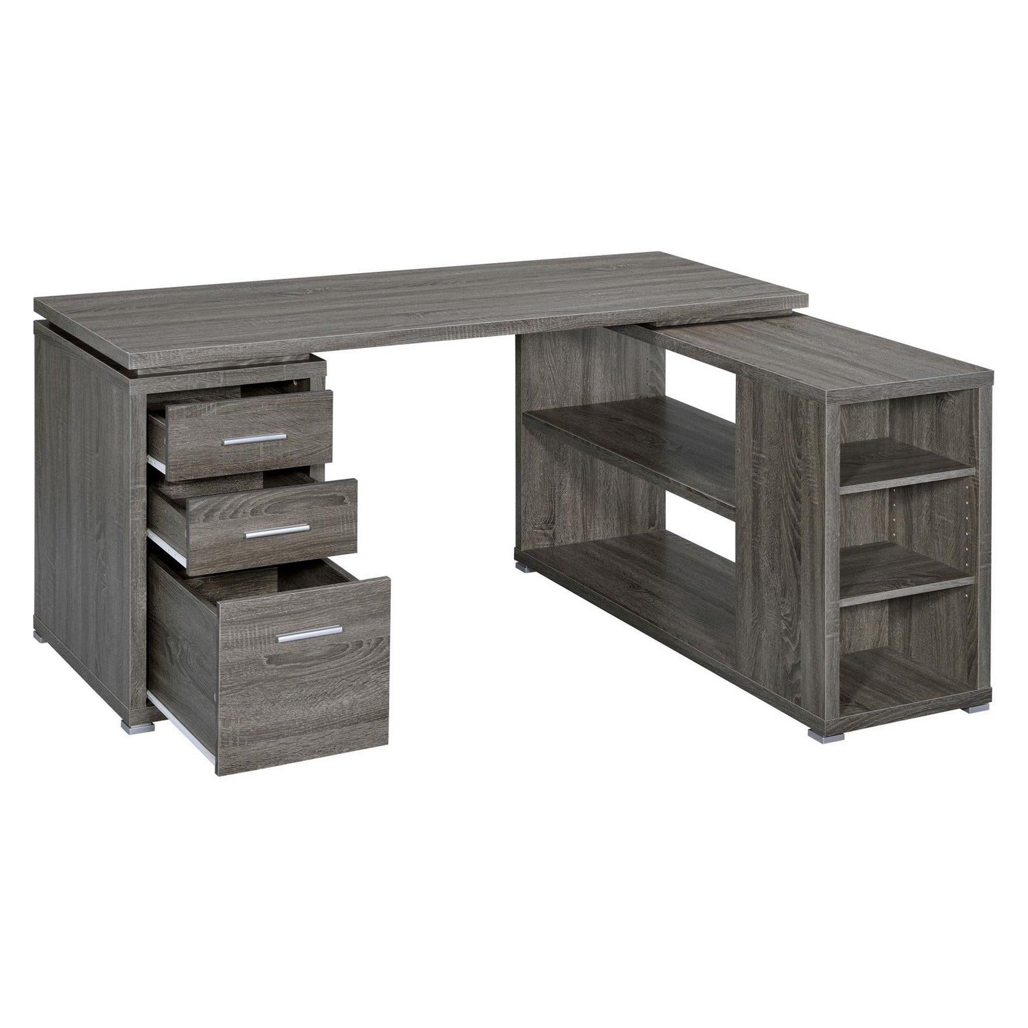 Yvette L-shape Office Desk Weathered Grey 800518