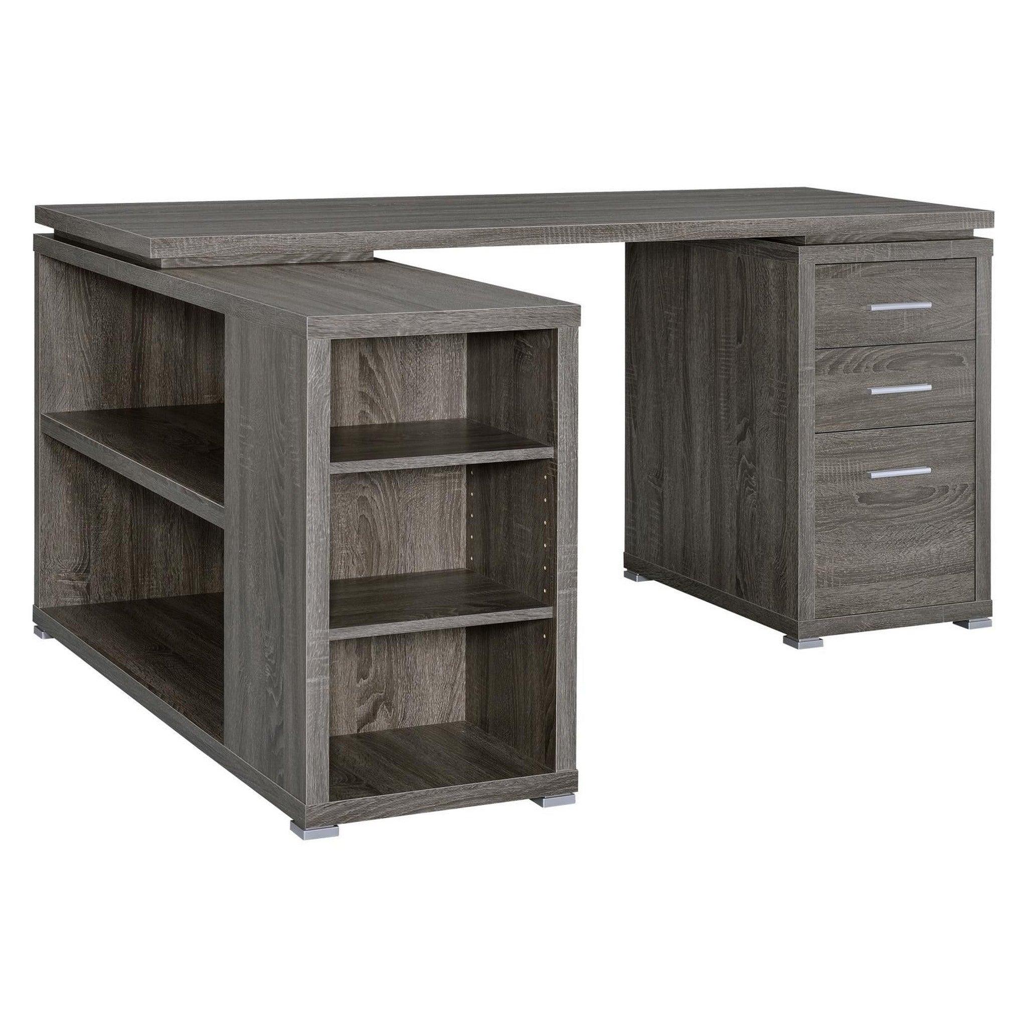 Yvette L-shape Office Desk Weathered Grey 800518