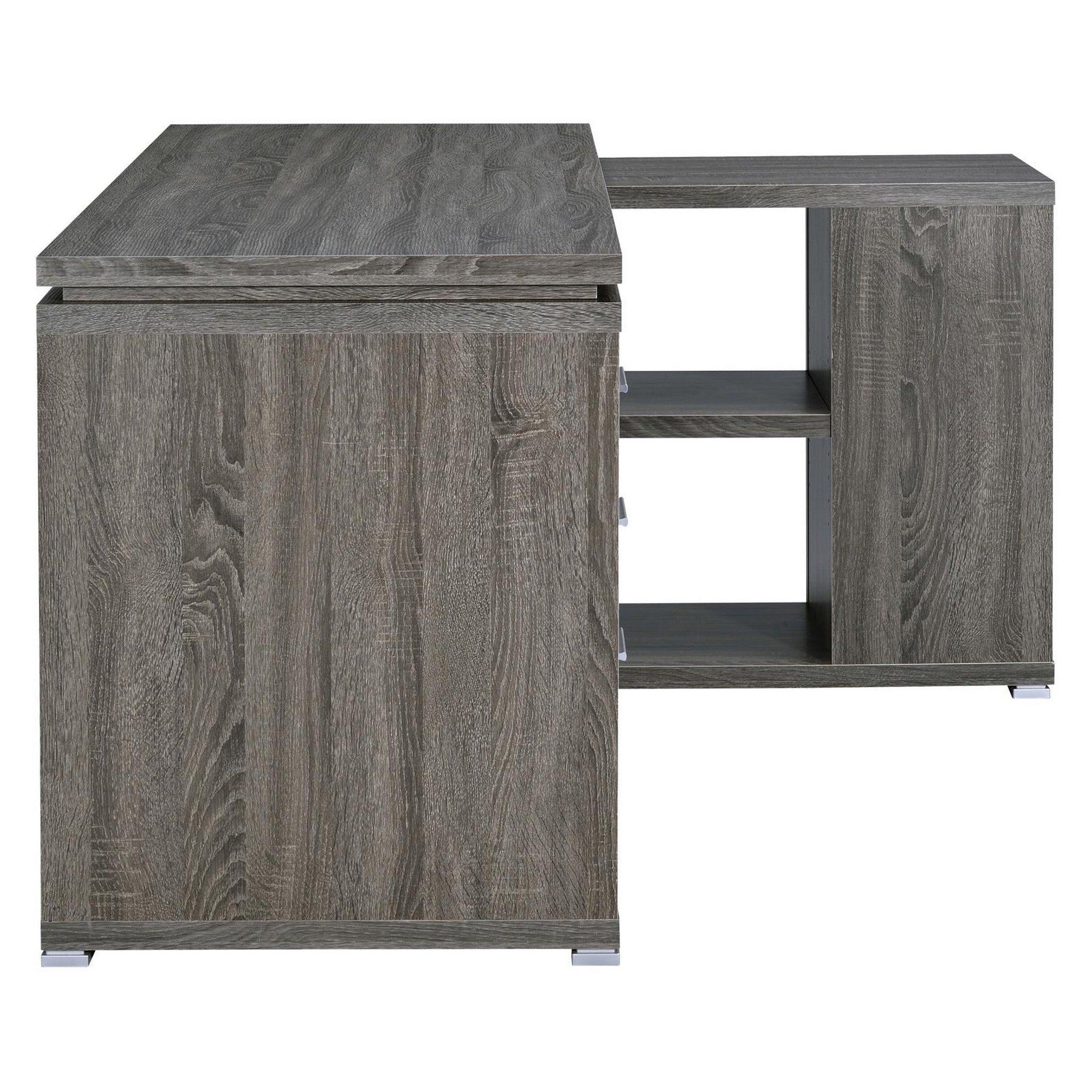 Yvette L-shape Office Desk Weathered Grey 800518
