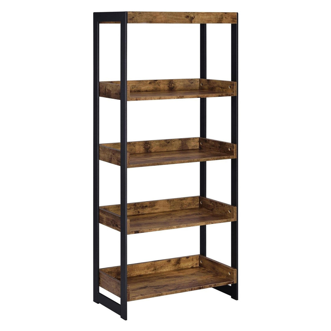 Estrella 4-shelf Bookcase Antique Nutmeg and Gunmetal 800657