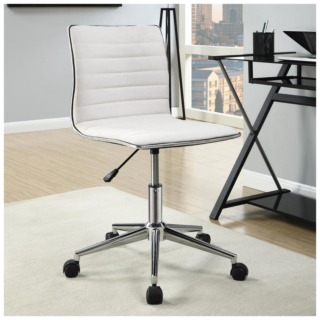 Adjustable Height Office Chair White and Chrome 800726