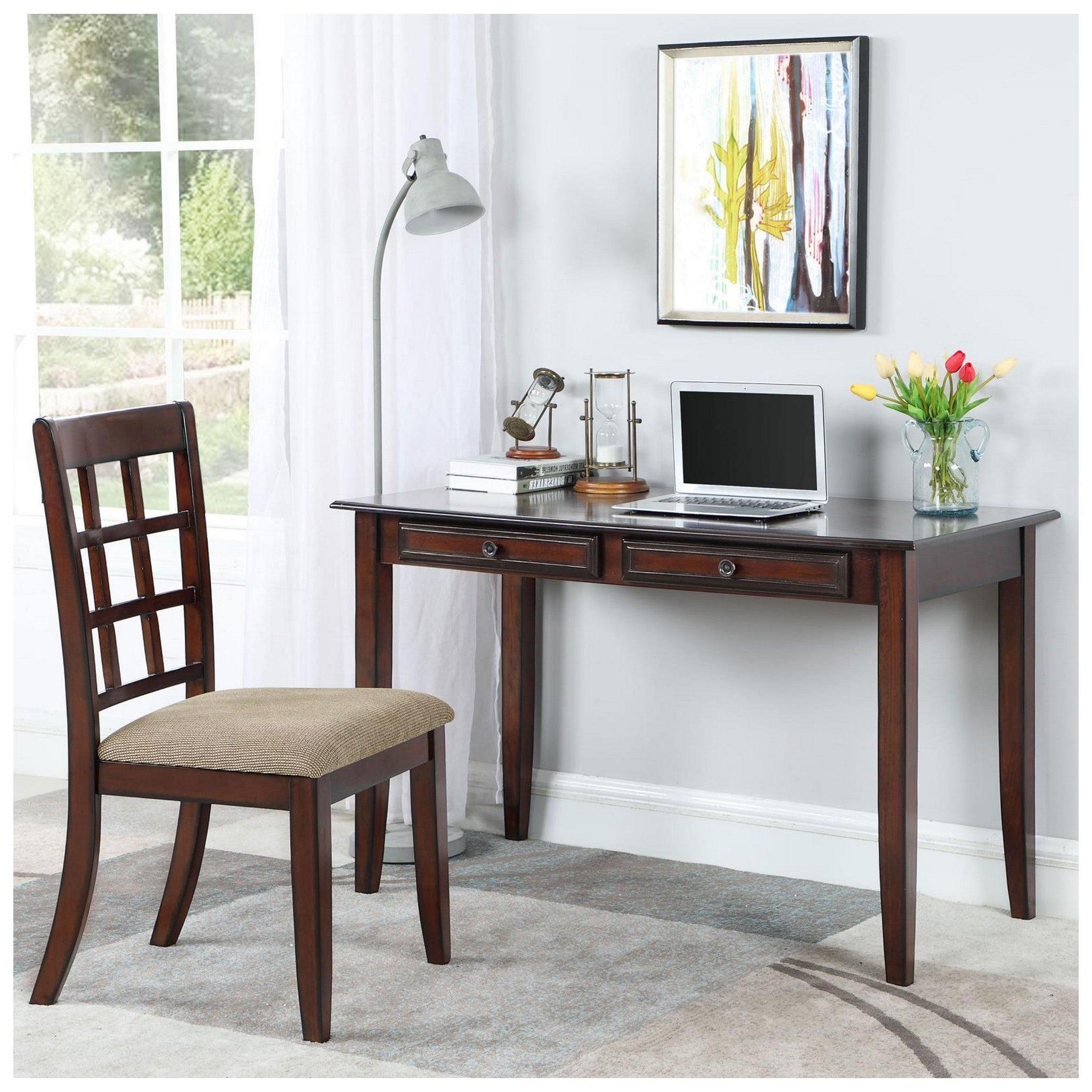 Newton 2-piece Writing Desk Set Chestnut and Tan 800778