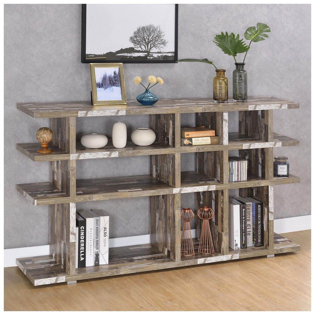 Santos 3-tier Open Bookcase Salvaged Cabin 800848