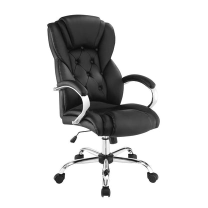Coaster Tufted High Back Office Chair Black And Chrome