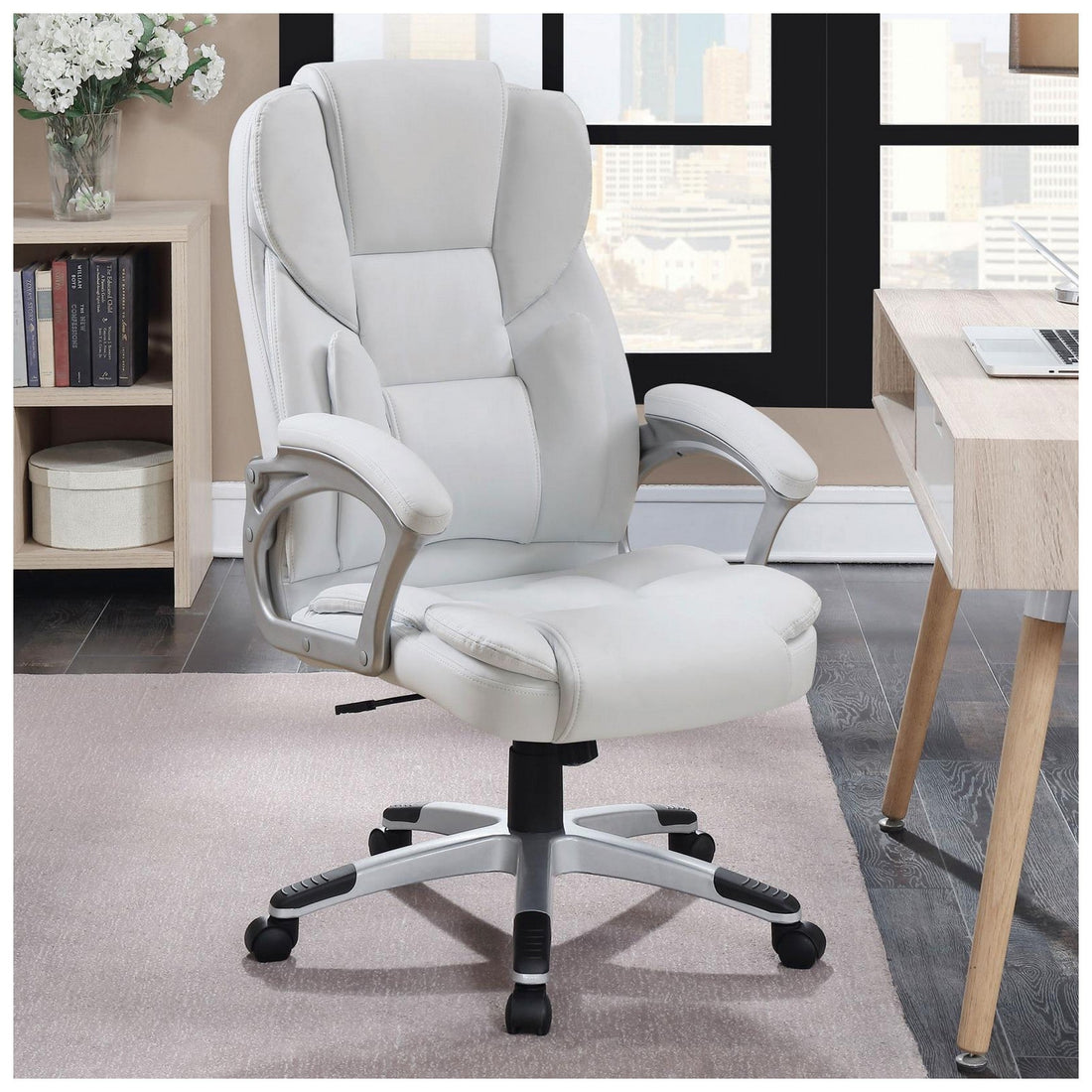 Kaffir Adjustable Height Office Chair White and Silver 801140