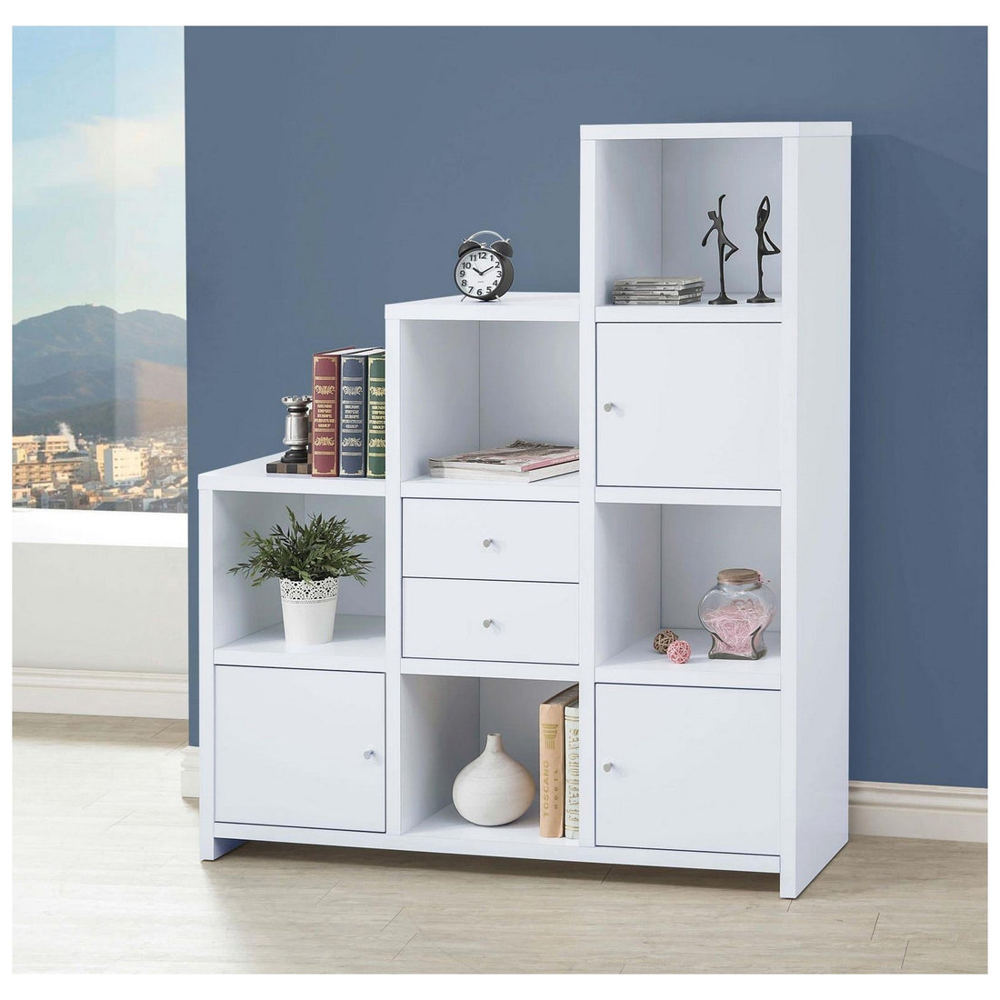 Spencer Bookcase with Cube Storage Compartments White 801169