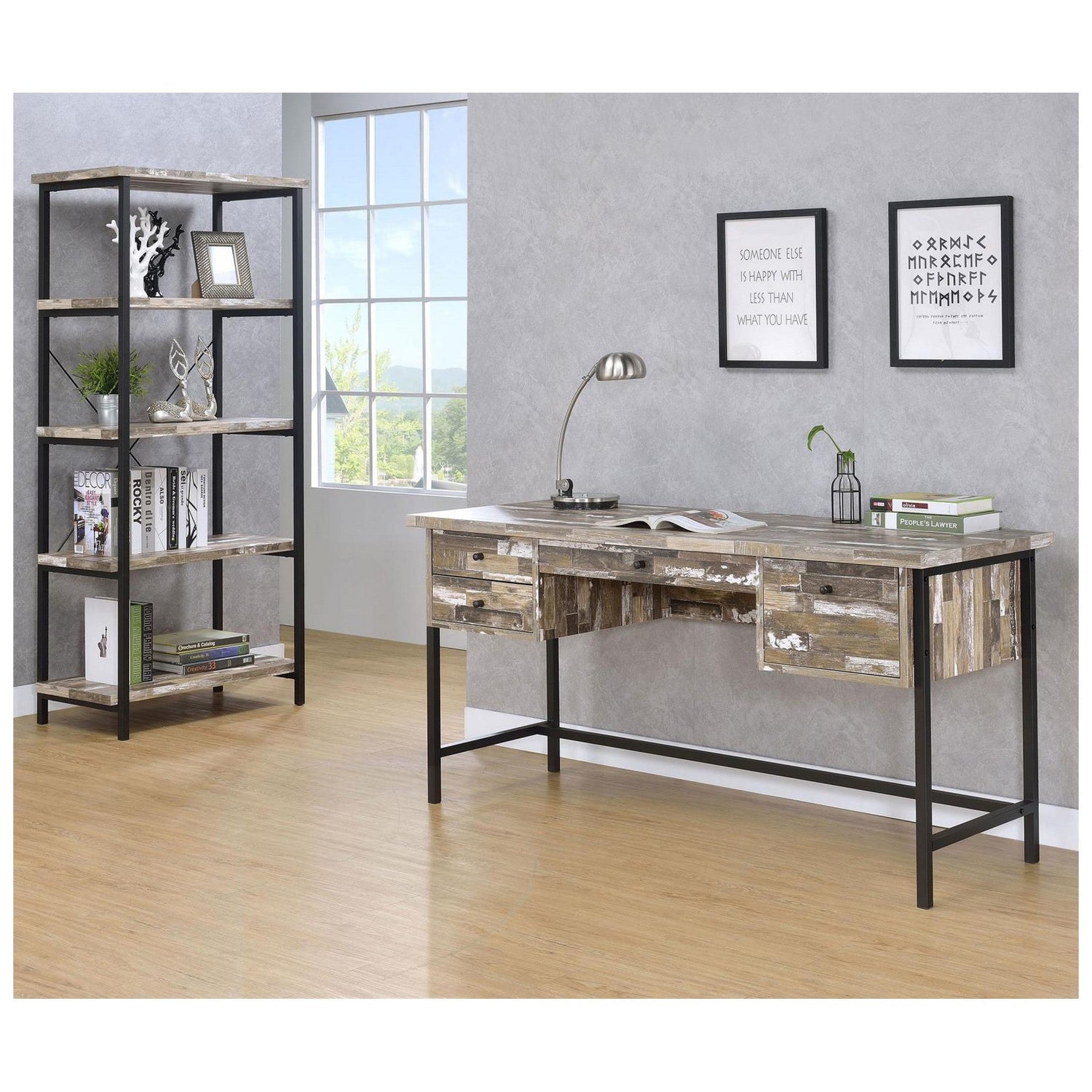 Kemper 4-drawer Writing Desk Salvaged Cabin 801235
