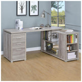 Yvette L-shape Office Desk Grey Driftwood 801516
