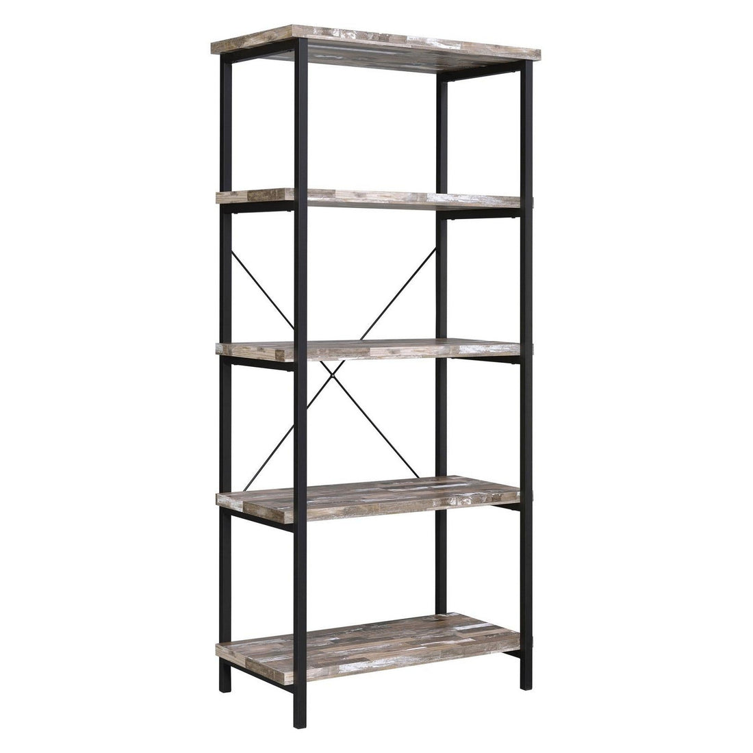 Kemper 4-shelf Bookcase Salvaged Cabin and Black 801552