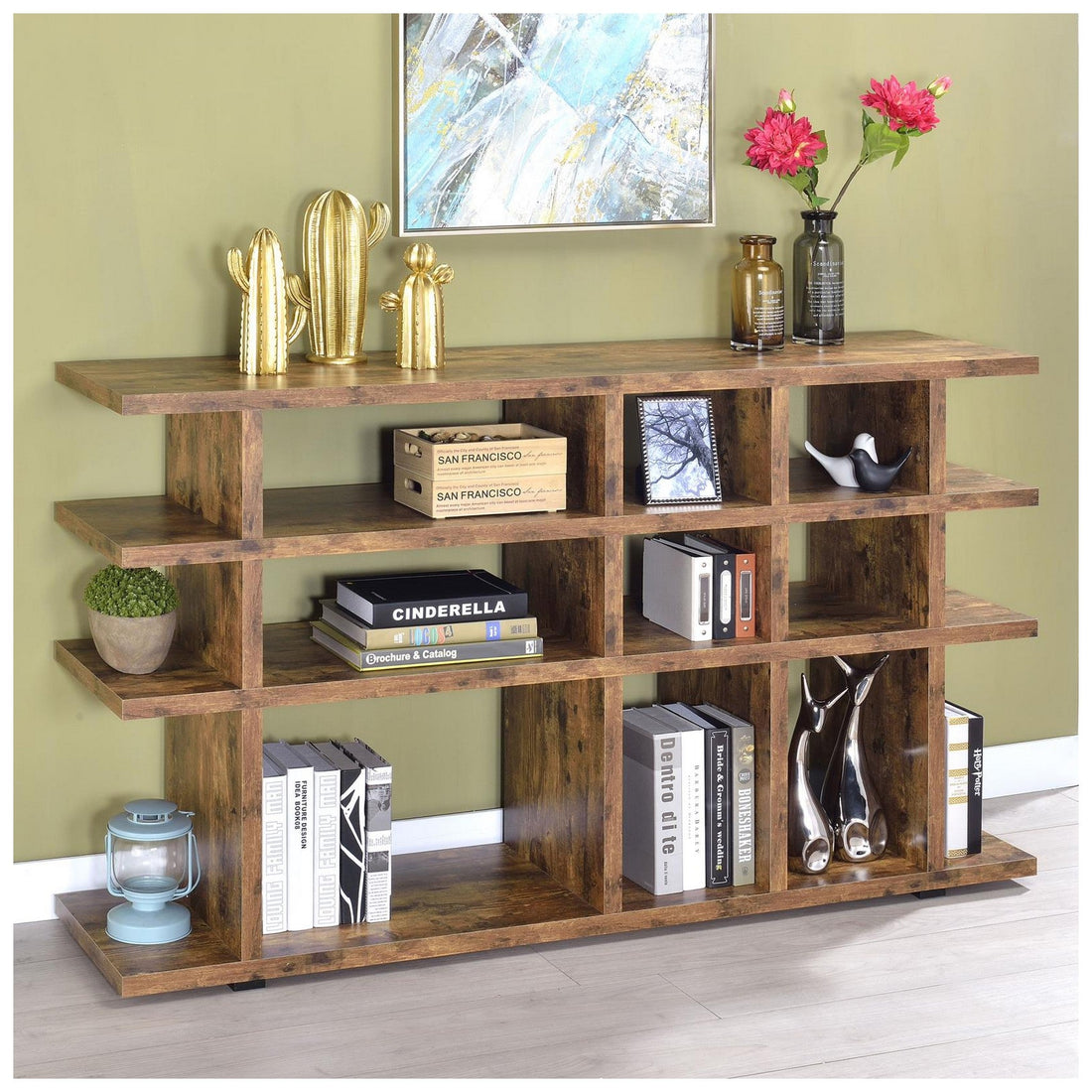 Santos 3-tier Bookcase Antique Nutmeg 801848