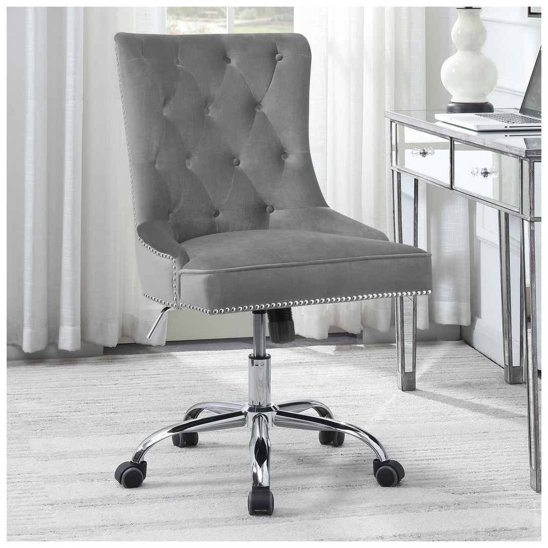 Torrance Tufted Back Office Chair Grey and Chrome 801994