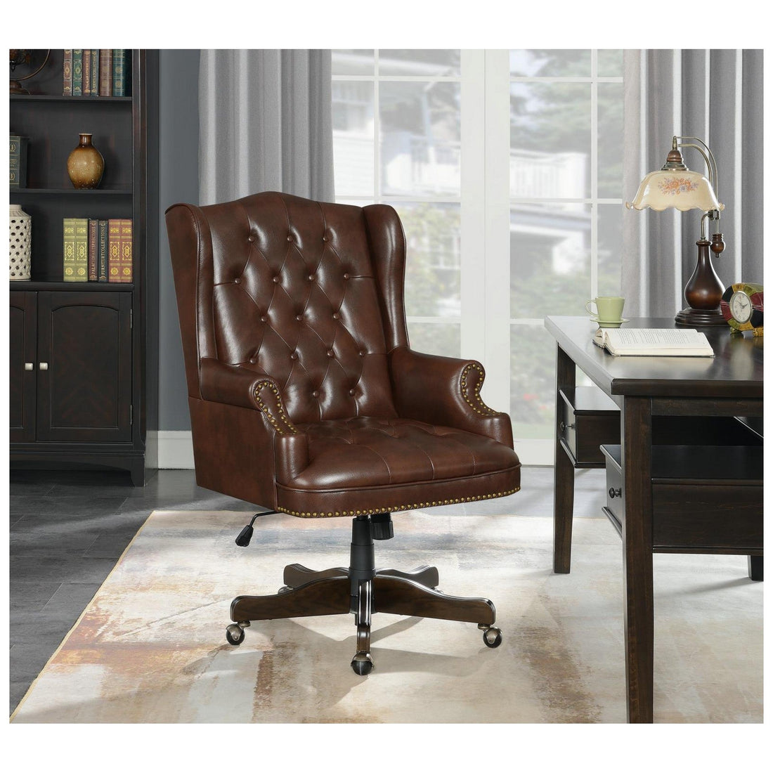 Adjustable Height Office Chair Brown and Dark Cherry 802058