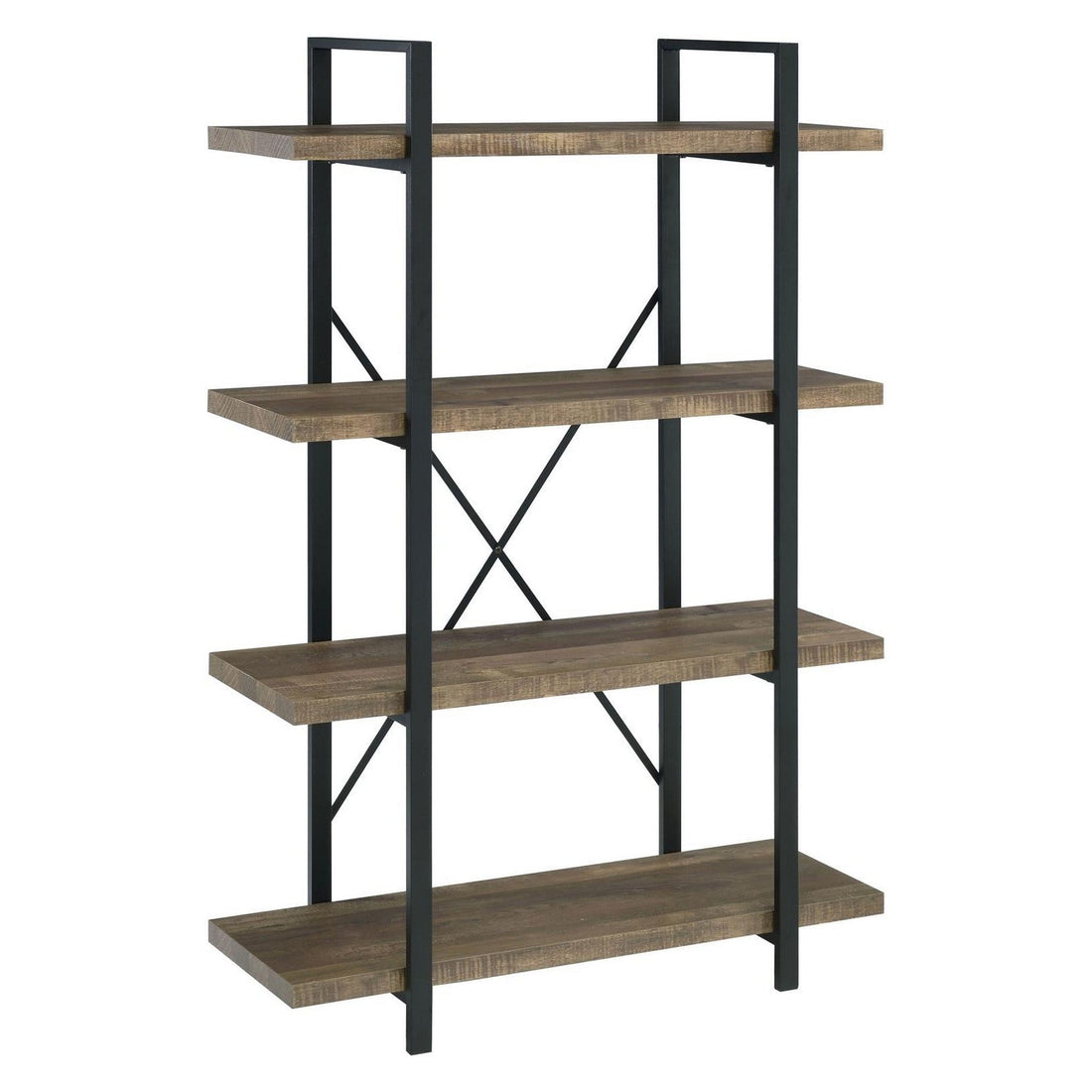 Tolar 4-tier Open Shelving Bookcase Rustic Oak and Black 804405