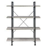 Delray 4-tier Open Shelving Bookcase Grey Driftwood and Black 804406