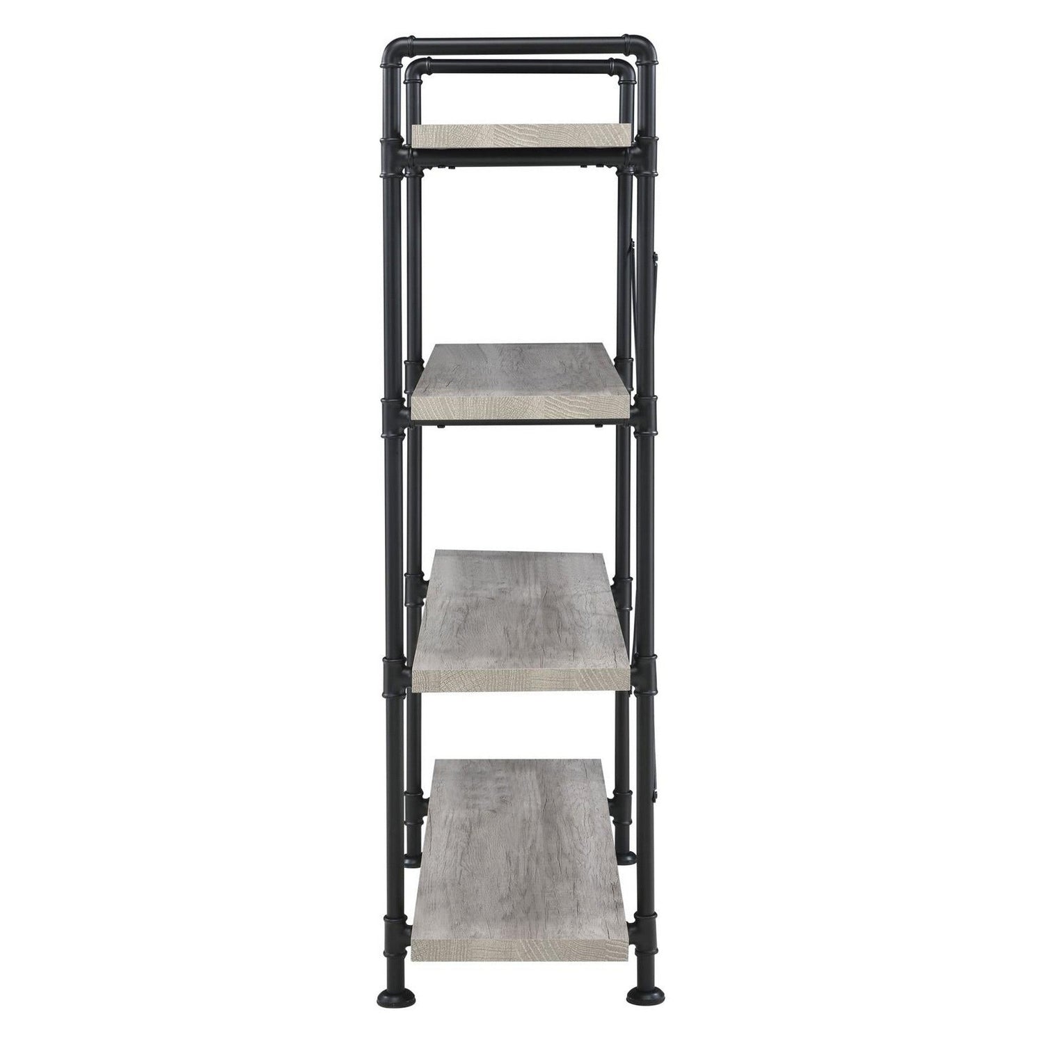 Delray 4-tier Open Shelving Bookcase Grey Driftwood and Black 804406