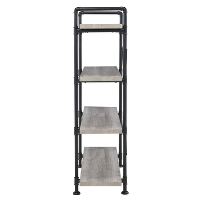 Delray 4-tier Open Shelving Bookcase Grey Driftwood and Black 804406