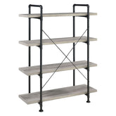 Delray 4-tier Open Shelving Bookcase Grey Driftwood and Black 804406