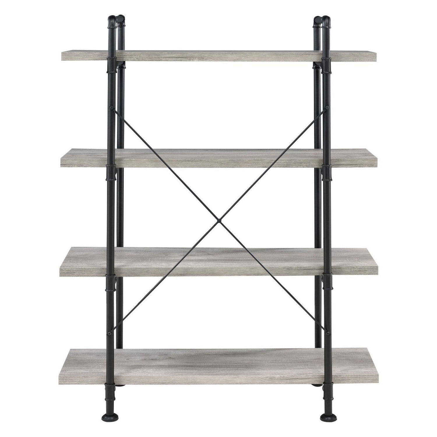 Delray 4-tier Open Shelving Bookcase Grey Driftwood and Black 804406