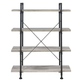 Delray 4-tier Open Shelving Bookcase Grey Driftwood and Black 804406
