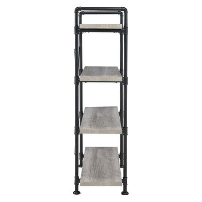 Delray 4-tier Open Shelving Bookcase Grey Driftwood and Black 804406