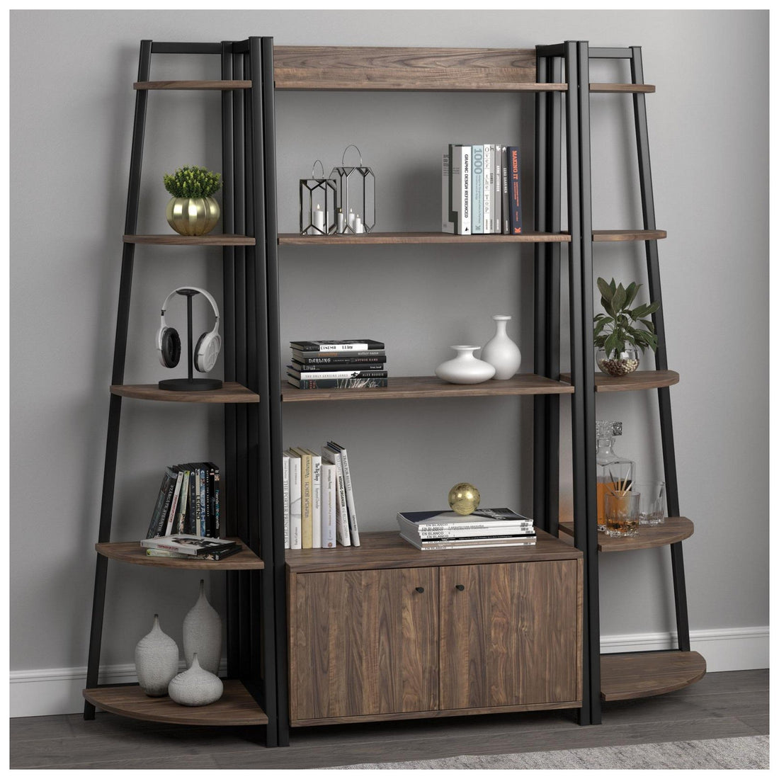 Jacksonville 3-piece Bookcase with Cabinet Aged Walnut 805496-S3