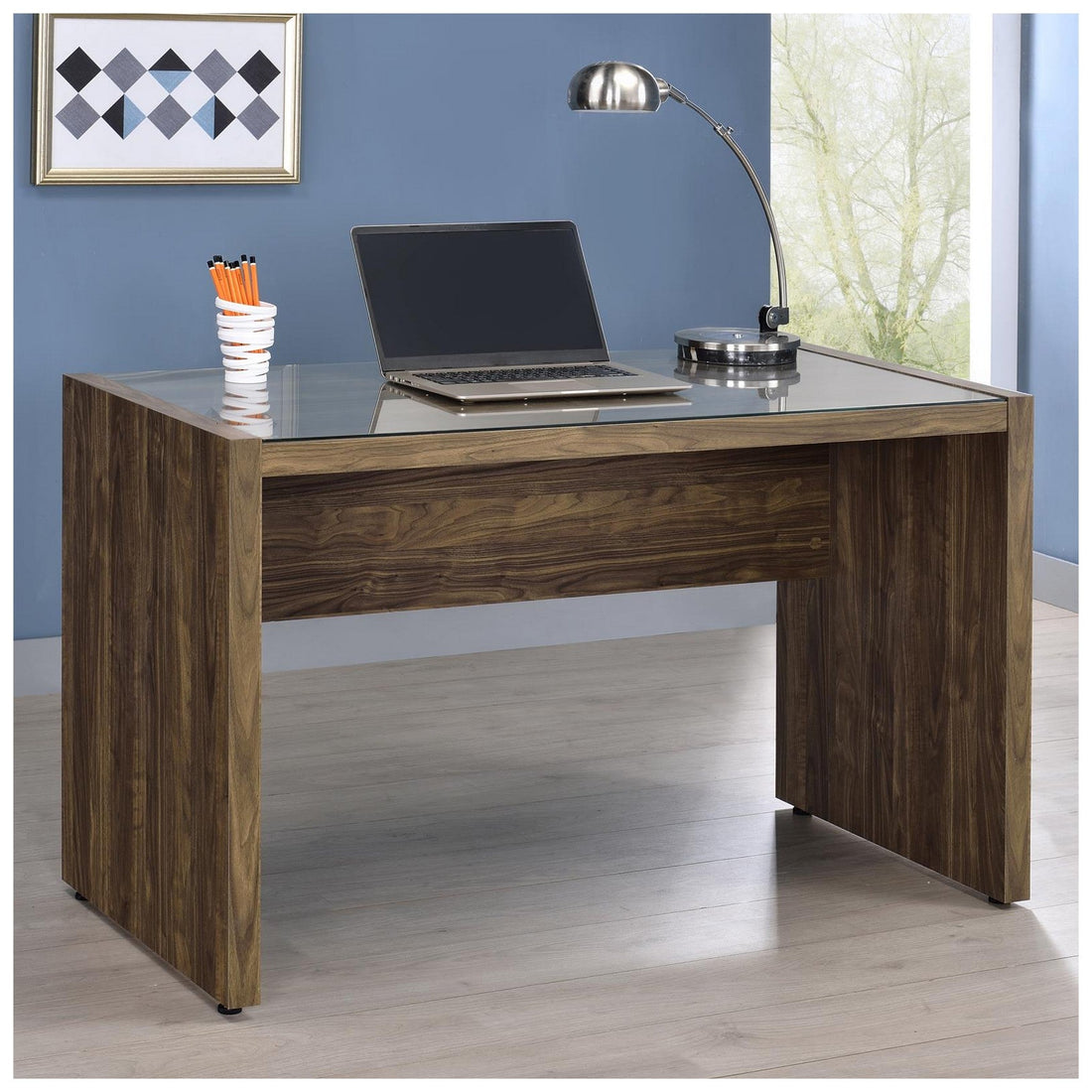 Luetta 48-inch Rectangular Writing Desk Aged Walnut 805621