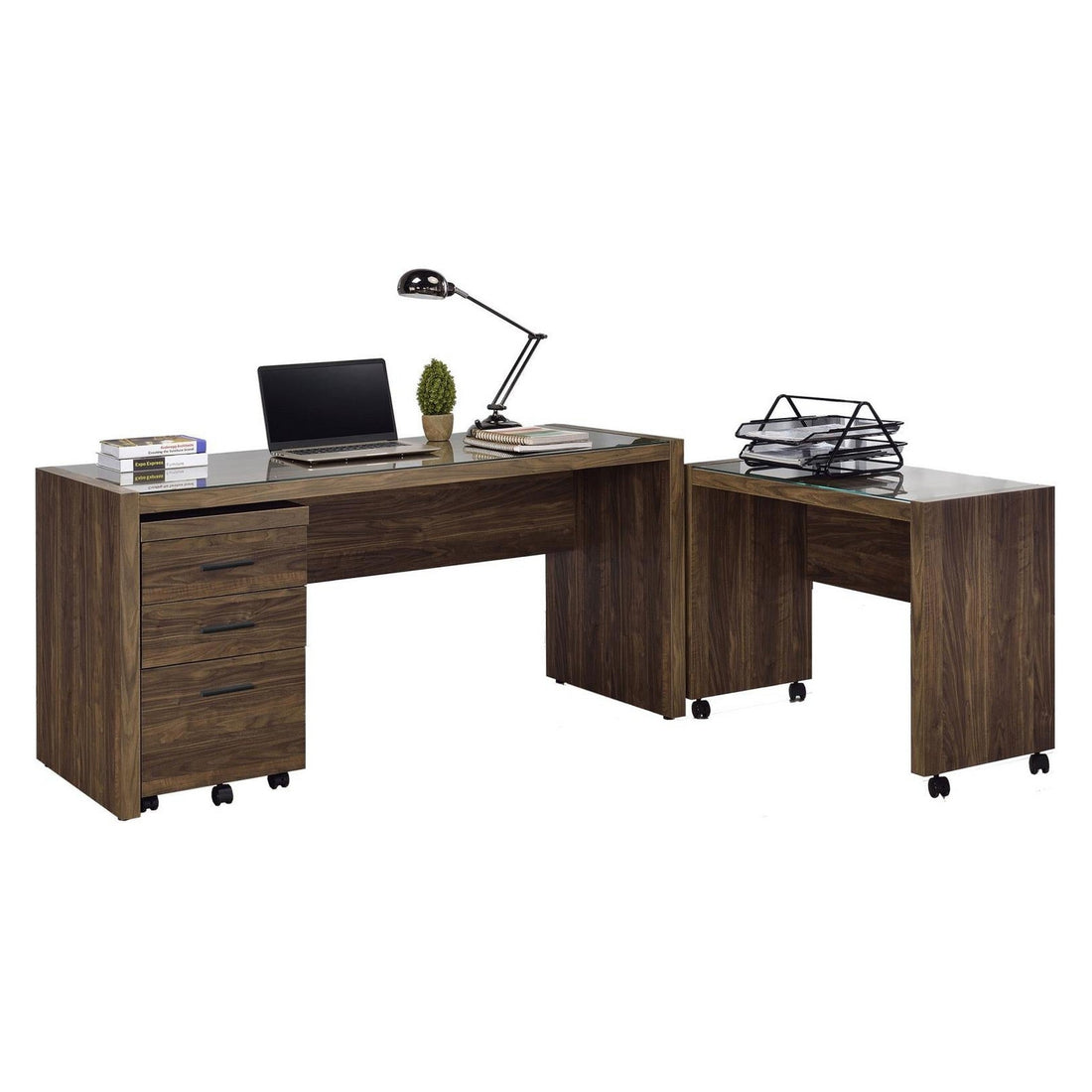 Luetta 3-piece Office Desk Set Aged Walnut 805622-S3