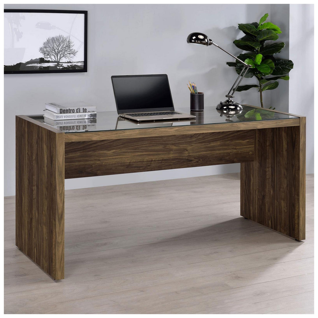 Luetta 59-inch Rectangular Writing Desk Aged Walnut 805622
