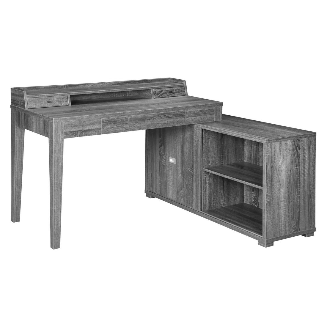 Jamara L-shape Office Desk with Power Outlet Weathered Grey 805751
