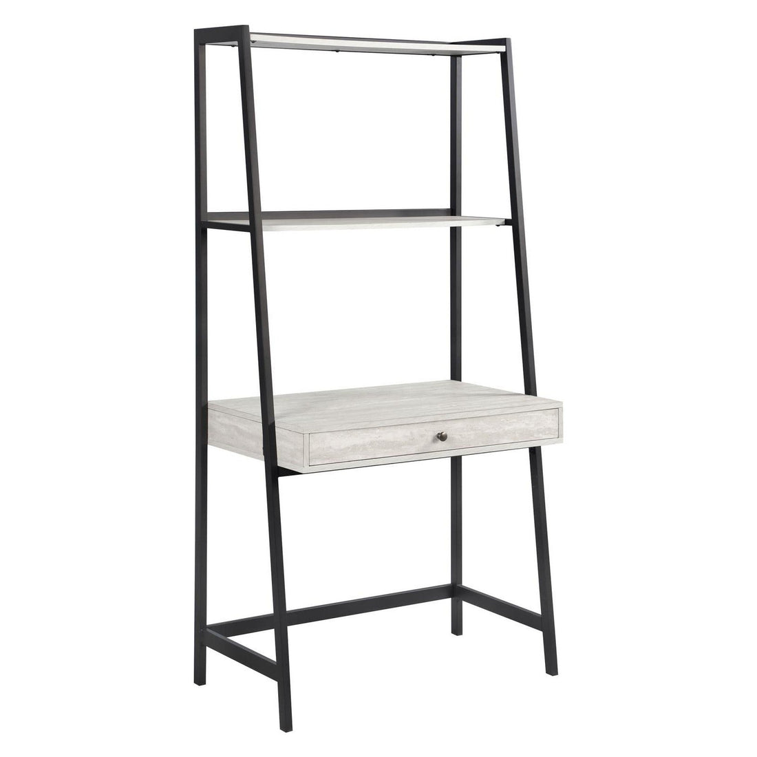 Pinckard 1-drawer Ladder Desk Grey Stone Herringbone and Black 805801