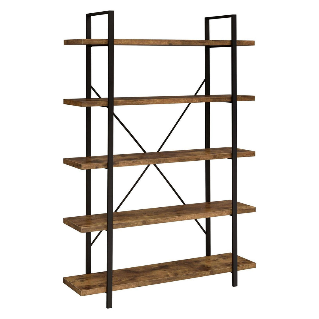 Cole 5-Shelf Bookcase Antique Nutmeg and Black 805807