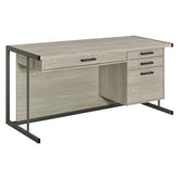 Loomis 4-drawer Rectangular Office Desk Whitewashed Grey and Gunmetal 805881