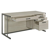 Loomis 4-drawer Rectangular Office Desk Whitewashed Grey and Gunmetal 805881