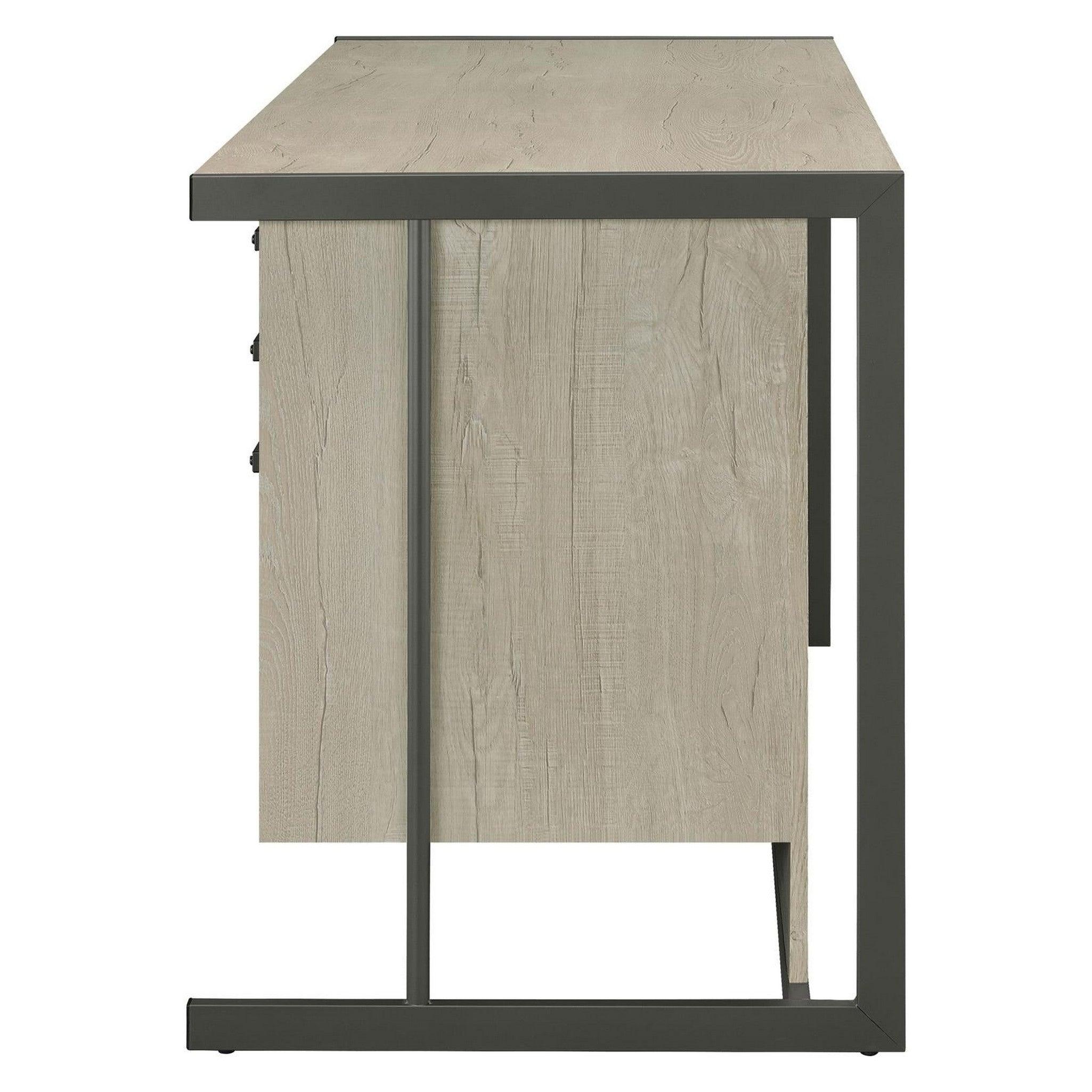 Loomis 4-drawer Rectangular Office Desk Whitewashed Grey and Gunmetal 805881