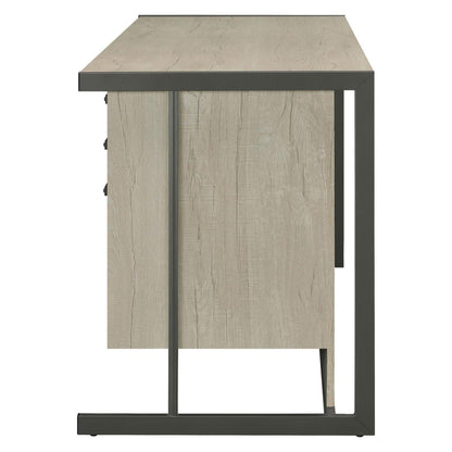 Loomis 4-drawer Rectangular Office Desk Whitewashed Grey and Gunmetal 805881