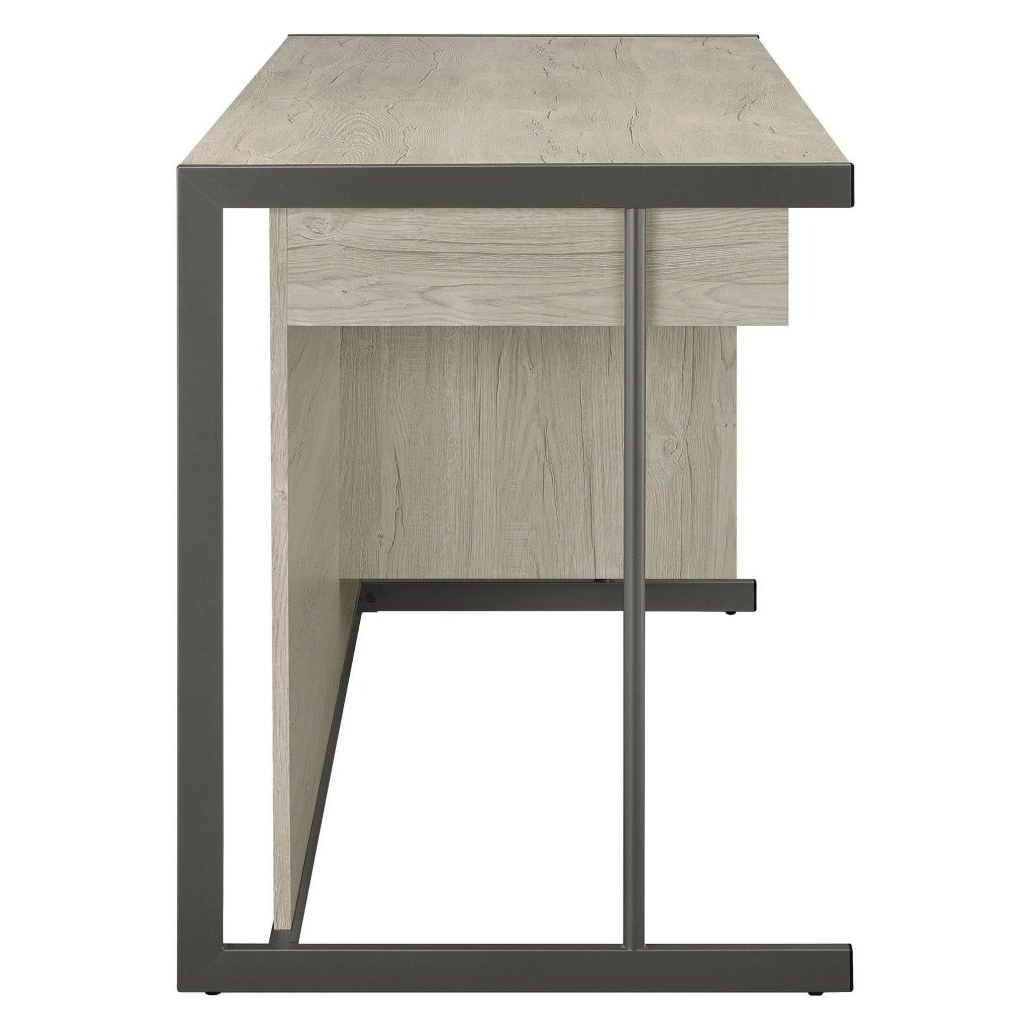Loomis 4-drawer Rectangular Office Desk Whitewashed Grey and Gunmetal 805881