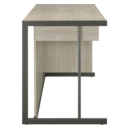 Loomis 4-drawer Rectangular Office Desk Whitewashed Grey and Gunmetal 805881