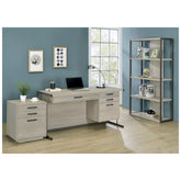 Loomis 4-drawer Rectangular Office Desk Whitewashed Grey and Gunmetal 805881
