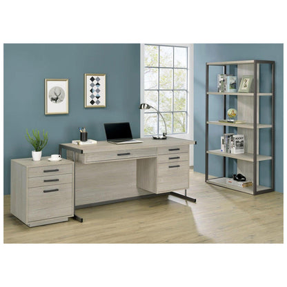 Loomis 4-drawer Rectangular Office Desk Whitewashed Grey and Gunmetal 805881