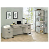 Loomis 4-drawer Rectangular Office Desk Whitewashed Grey and Gunmetal 805881