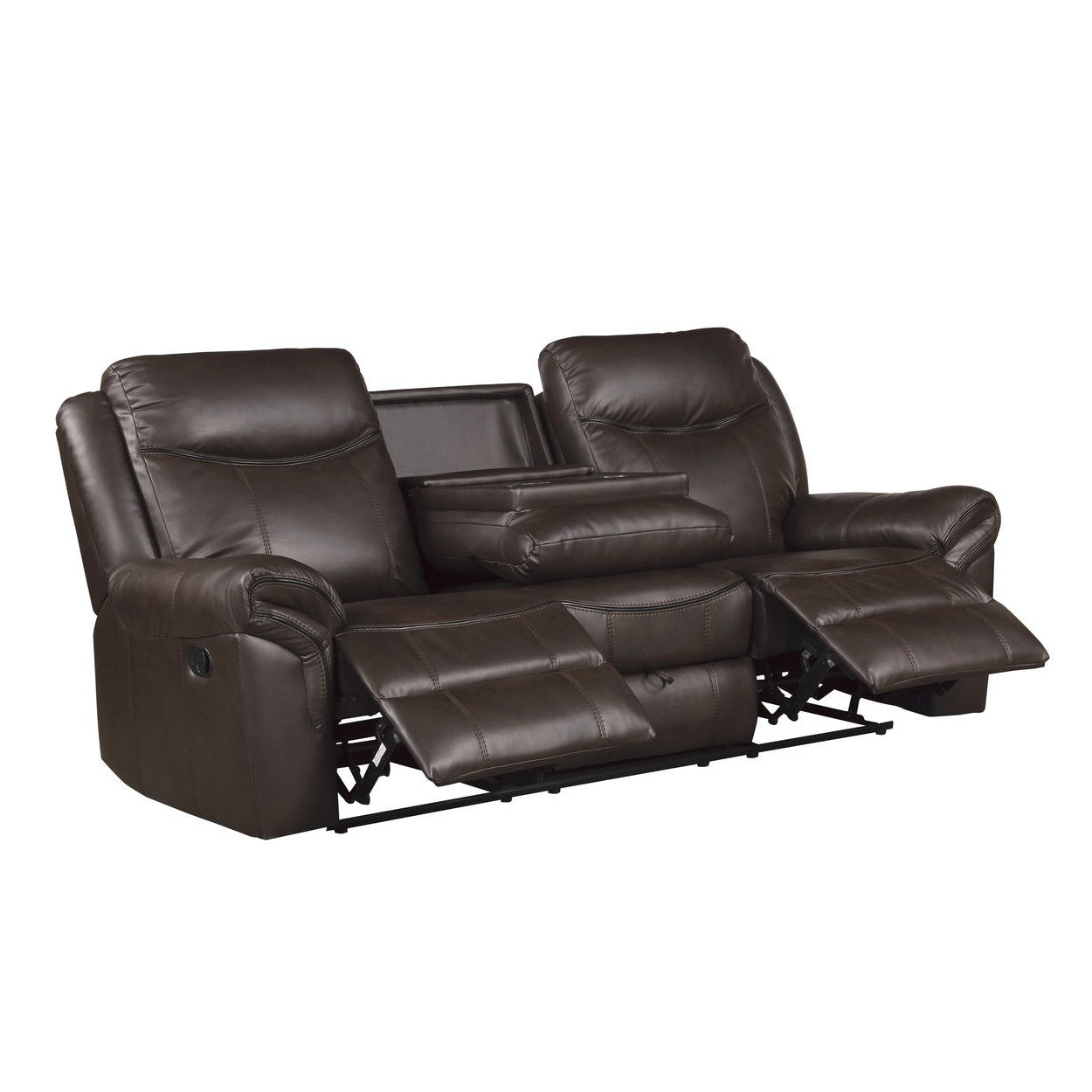 D. RCLNR SOFA W/ DROP DOWN CUP HOLDERS, RECEPTACLES &amp; HIDDEN DRAWER 8206BRW-3