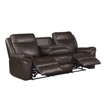 D. RCLNR SOFA W/ DROP DOWN CUP HOLDERS, RECEPTACLES &amp; HIDDEN DRAWER 8206BRW-3