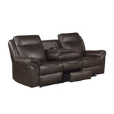 D. RCLNR SOFA W/ DROP DOWN CUP HOLDERS, RECEPTACLES & HIDDEN DRAWER 8206BRW-3