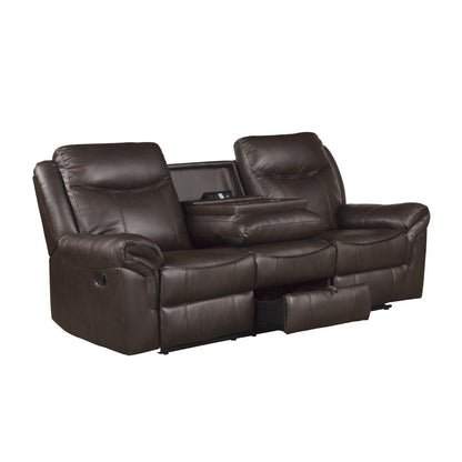 D. RCLNR SOFA W/ DROP DOWN CUP HOLDERS, RECEPTACLES &amp; HIDDEN DRAWER 8206BRW-3