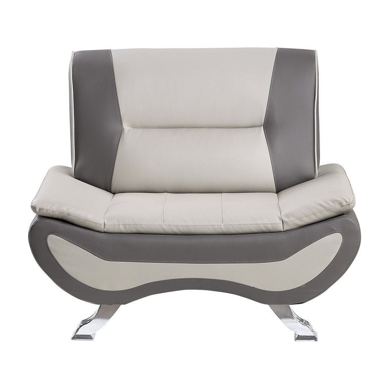 CHAIR, BEIGE &amp; GRAY PU 8219BEG-1