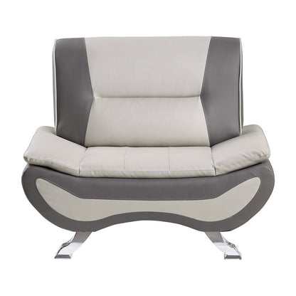 CHAIR, BEIGE &amp; GRAY PU 8219BEG-1
